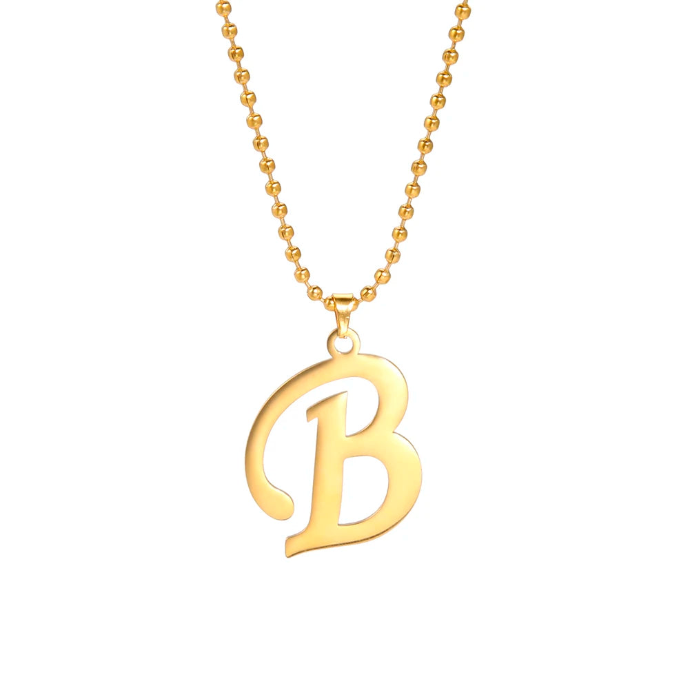 Amaxer Stainless Steel Necklace A To Z 26 Letters Initial Minimalist Necklaces For Women Big Alphabet Pendant Gifts Jewelry