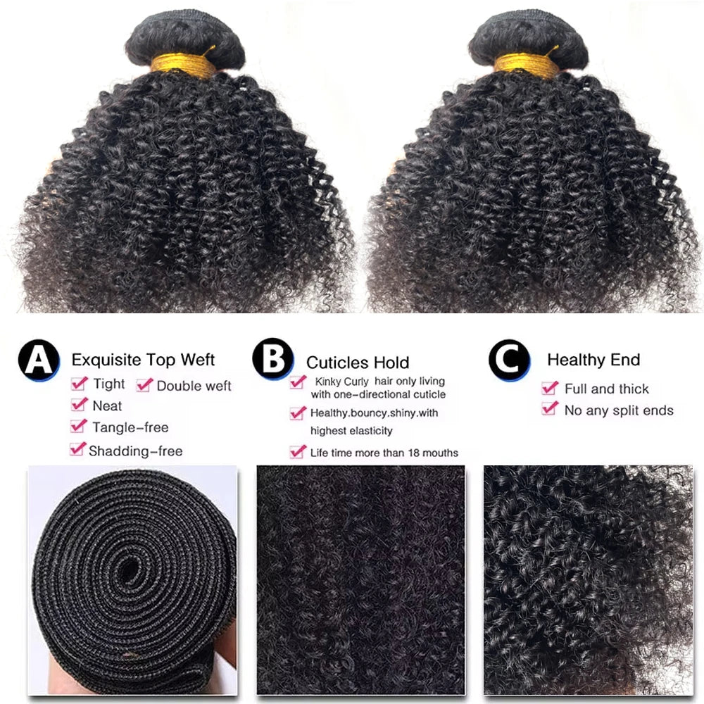 10A Afro Kinky Curly Bundles burmese 70S Afro Kinky Human Hair Bundles Deal 8-18 Hair Extensions Jerry Curly Human Hair Weave
