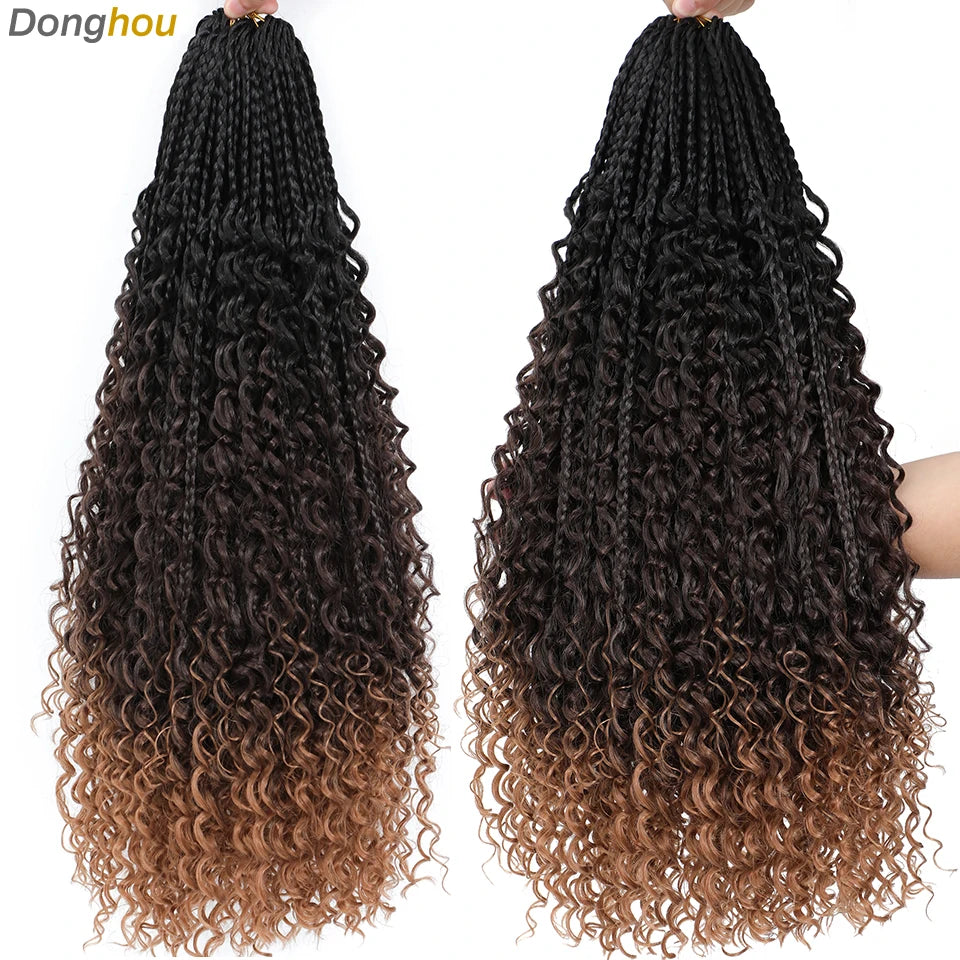 Long Boho Box Braids Crochet Hair 24 18 Inch Blonde Bug 33 4 30 27 Colors Synthetic Ombre Goddess Braids Crochet Hair For Women