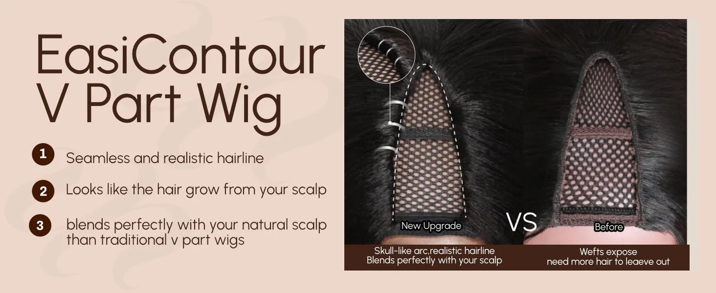 Unice Hair EasiContour Jerry Curly V Part Wig 100% Human Hair Seamless Edge Upgrade U Part Wig Beginner Friendly Human Hair Wigs