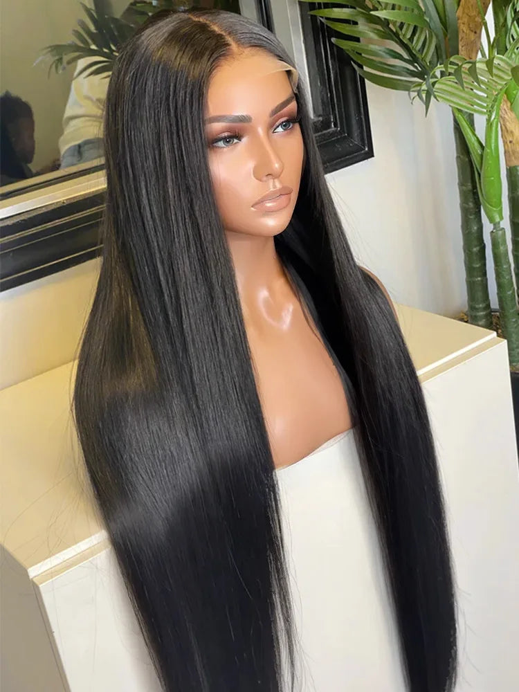 Black 30 40 Inch 13x4 13x6 HD Transparent Bone Straight Lace Front Wigs 5x5 Glueless Closure Human Hair Wigs For Women