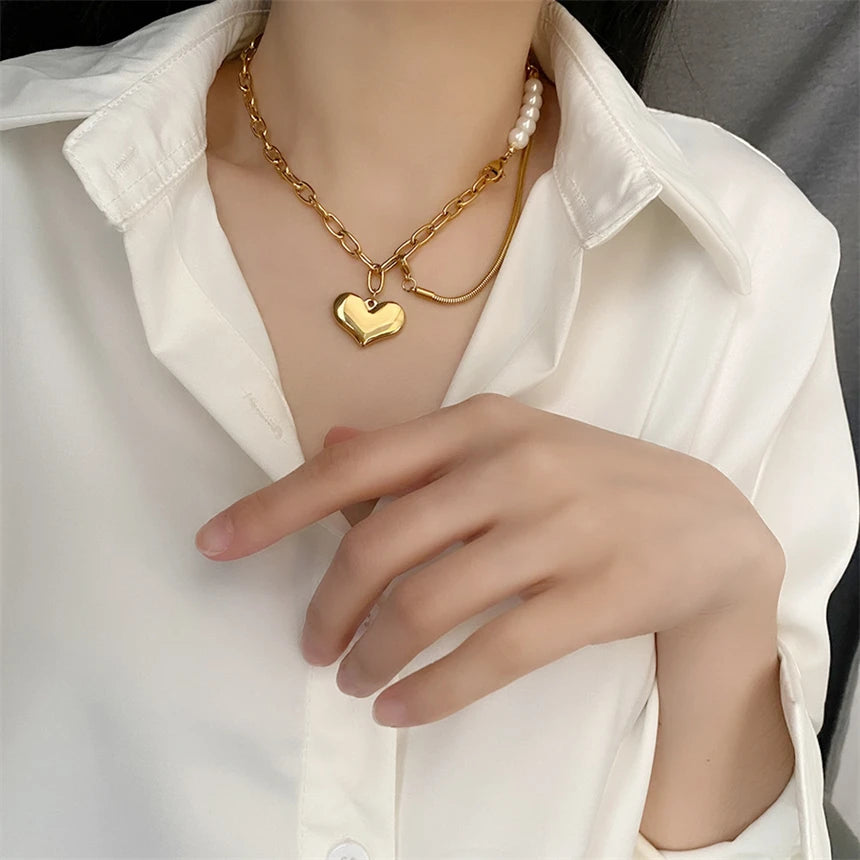 316L Stainless Steel 15 Multiple Different Styles Geometry Pendant Charm Chain Necklaces For Women Fashion Fine Jewelry Gifts