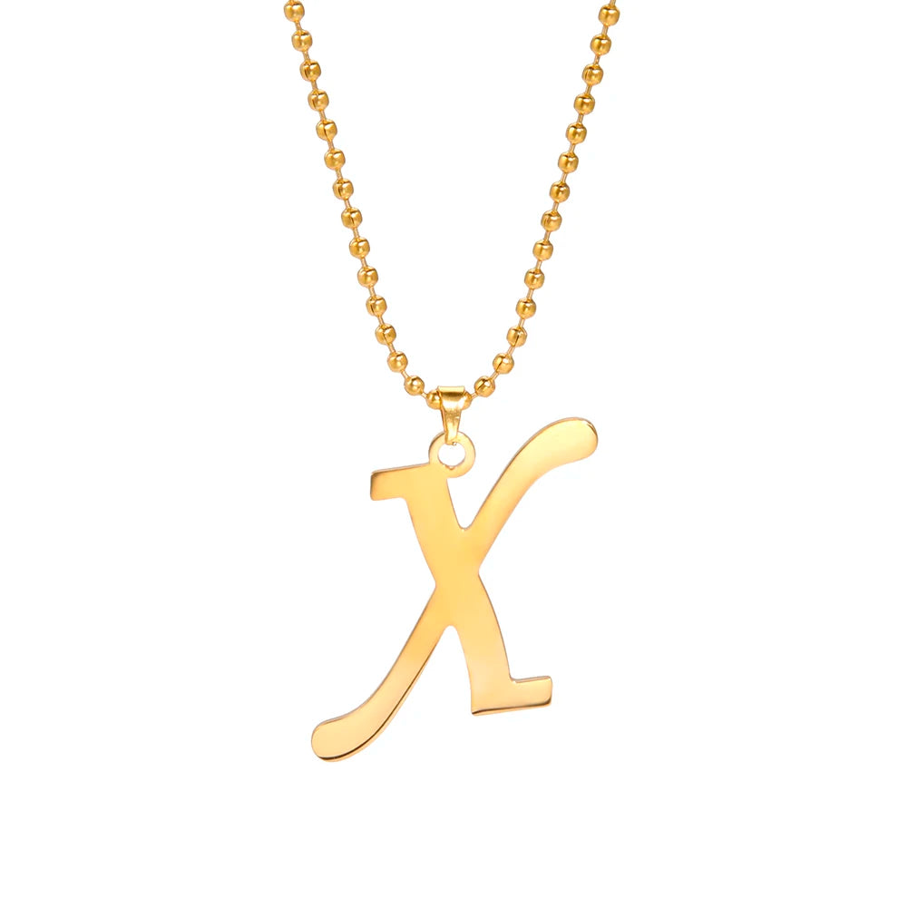 Amaxer Stainless Steel Necklace A To Z 26 Letters Initial Minimalist Necklaces For Women Big Alphabet Pendant Gifts Jewelry