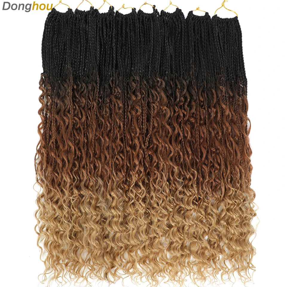 Long Boho Box Braids Crochet Hair 24 18 Inch Blonde Bug 33 4 30 27 Colors Synthetic Ombre Goddess Braids Crochet Hair For Women