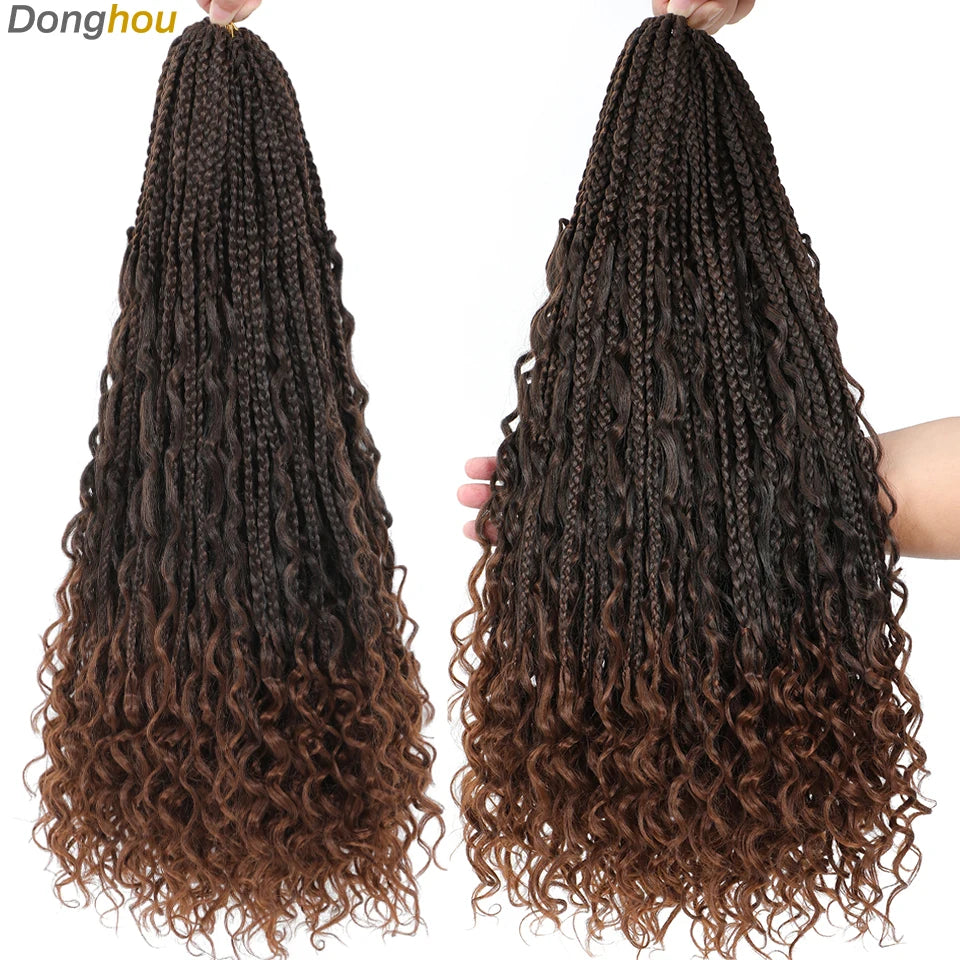 Long Boho Box Braids Crochet Hair 24 18 Inch Blonde Bug 33 4 30 27 Colors Synthetic Ombre Goddess Braids Crochet Hair For Women