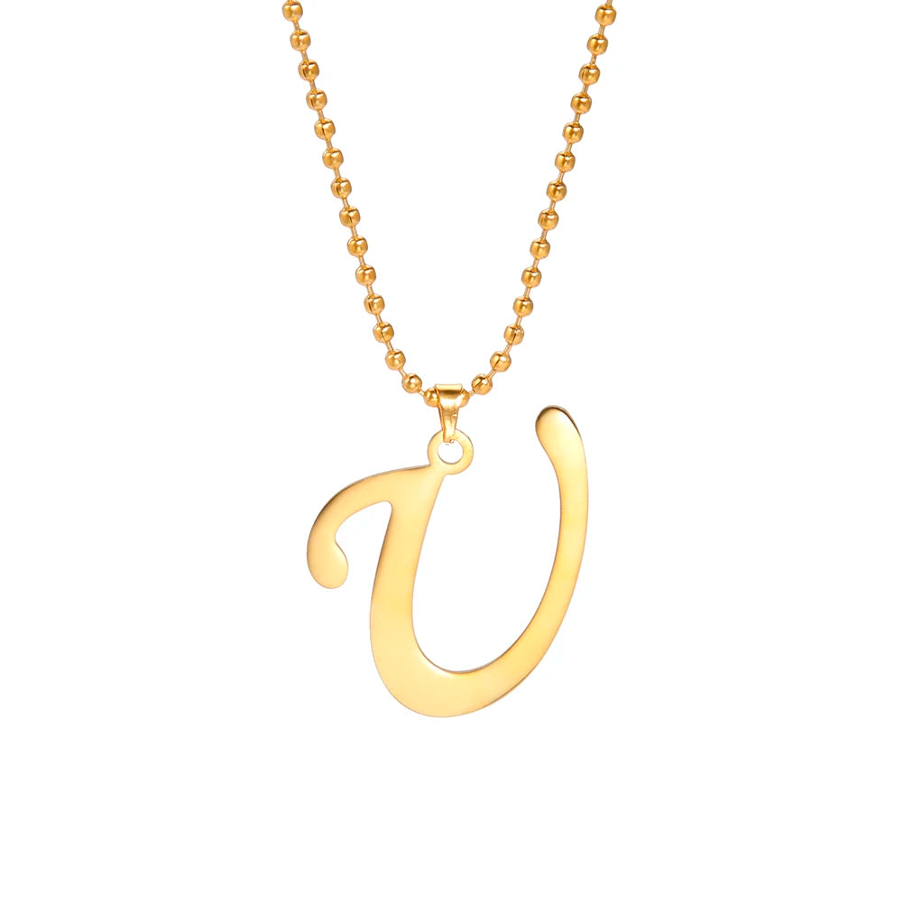 Amaxer Stainless Steel Necklace A To Z 26 Letters Initial Minimalist Necklaces For Women Big Alphabet Pendant Gifts Jewelry