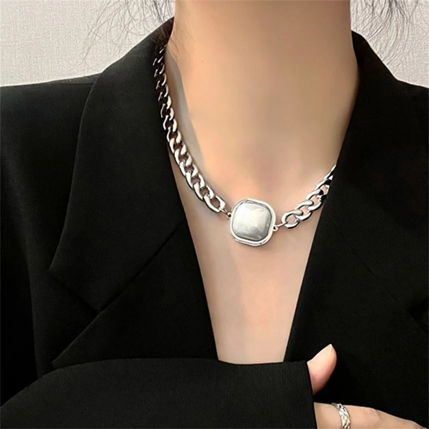 316L Stainless Steel 15 Multiple Different Styles Geometry Pendant Charm Chain Necklaces For Women Fashion Fine Jewelry Gifts