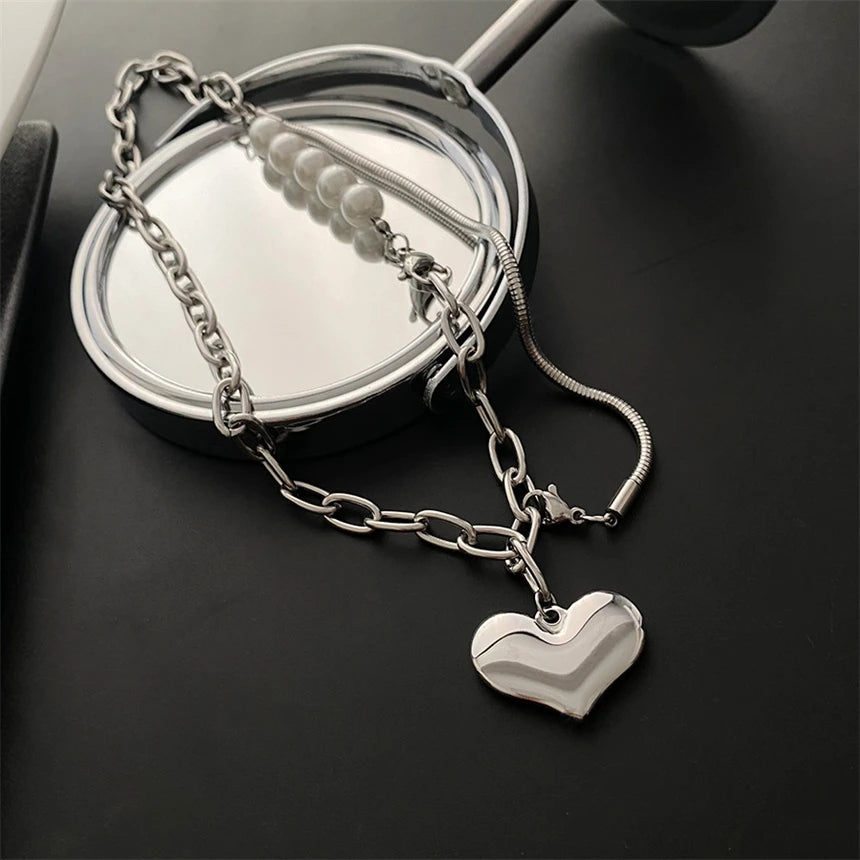 316L Stainless Steel 15 Multiple Different Styles Geometry Pendant Charm Chain Necklaces For Women Fashion Fine Jewelry Gifts