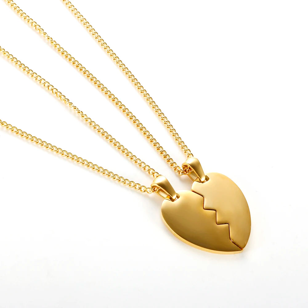 New Ins Simple Green Heart Pendant Love Necklace Beads Chain Titanium Steel Rice Necklace for Women Girls Trendy Party Jewelry