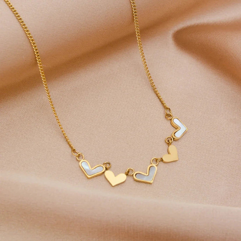 316L Stainless Steel New Fashion Upscale Jewelry Natural Shells Love Heart Charms Chain Choker Necklaces & Pendants For Women