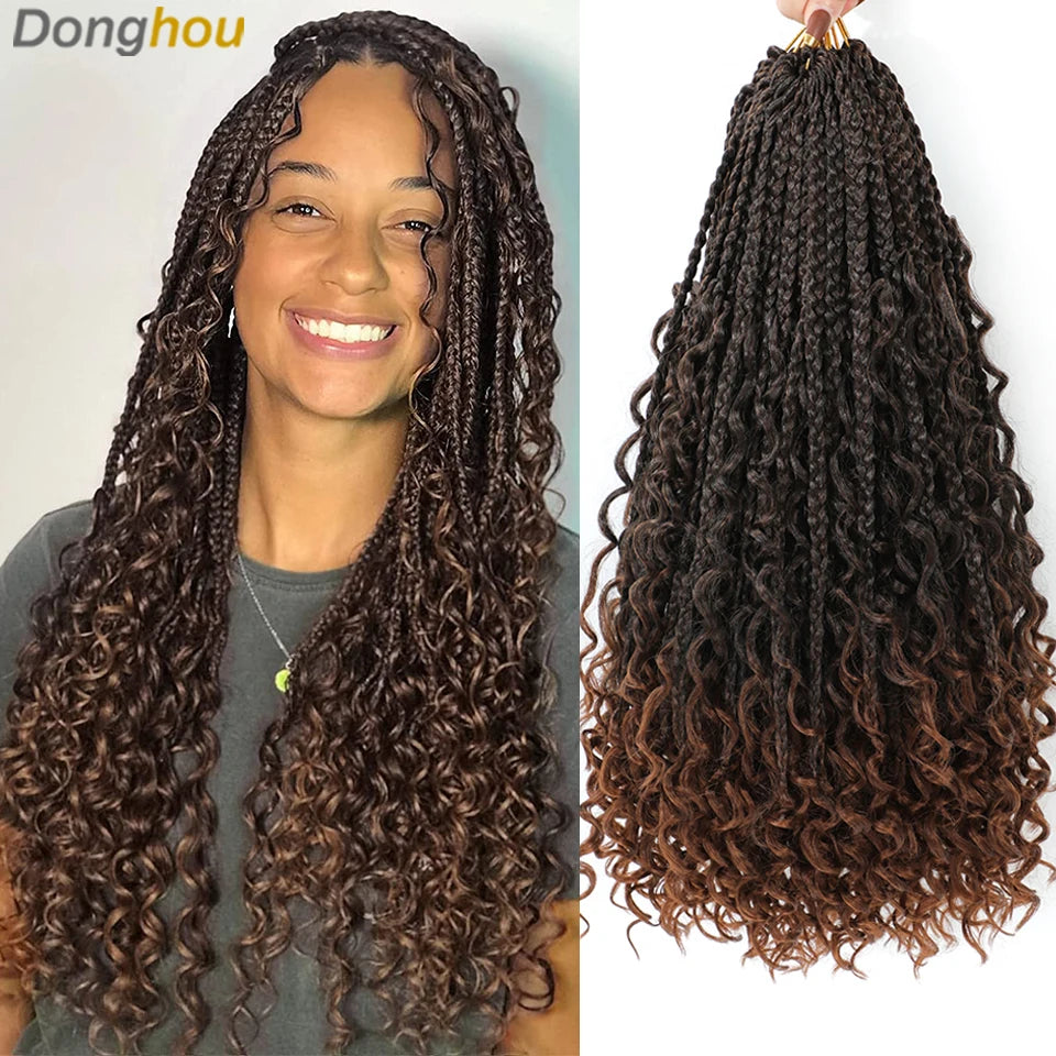 Long Boho Box Braids Crochet Hair 24 18 Inch Blonde Bug 33 4 30 27 Colors Synthetic Ombre Goddess Braids Crochet Hair For Women