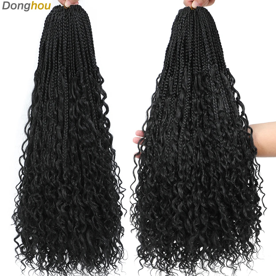 Long Boho Box Braids Crochet Hair 24 18 Inch Blonde Bug 33 4 30 27 Colors Synthetic Ombre Goddess Braids Crochet Hair For Women