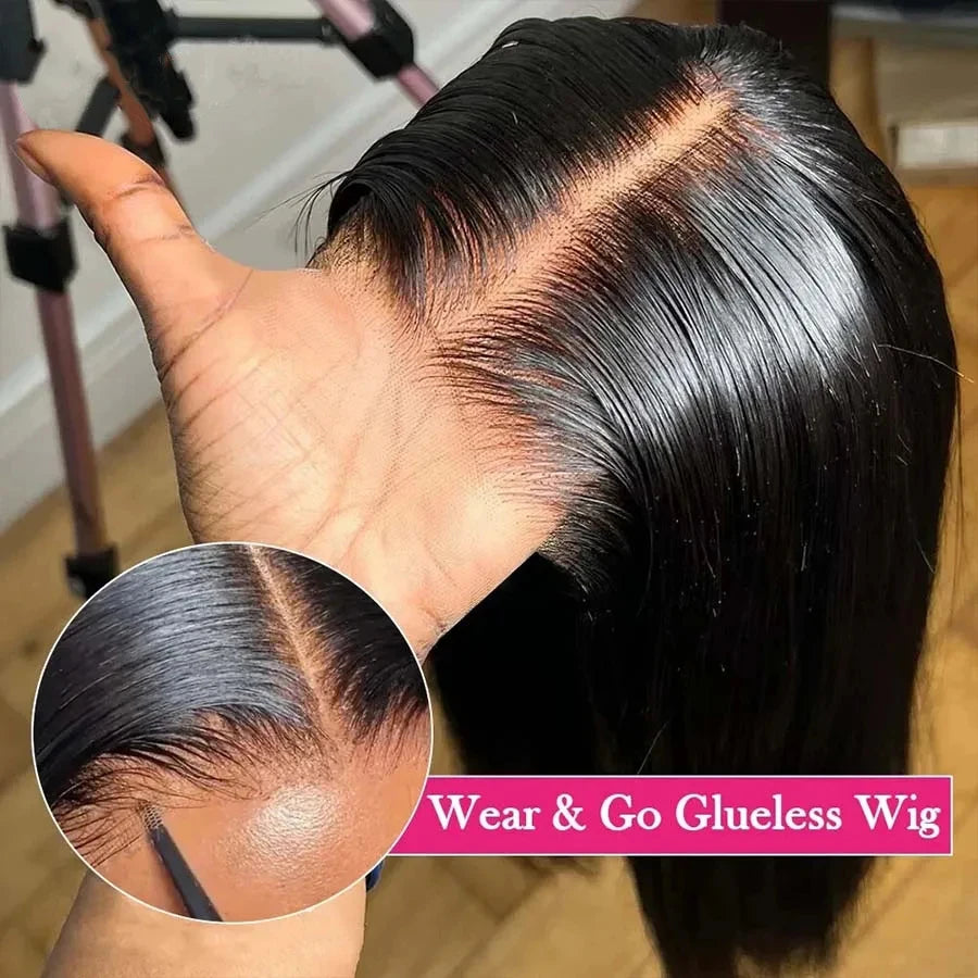 Glueless Wigs Straight Short Bob Human Hair Wigs 13x4 HD Lace Frontal Wig Brazilian Straight 4x4 Lace Wig For Women Pre Plucked