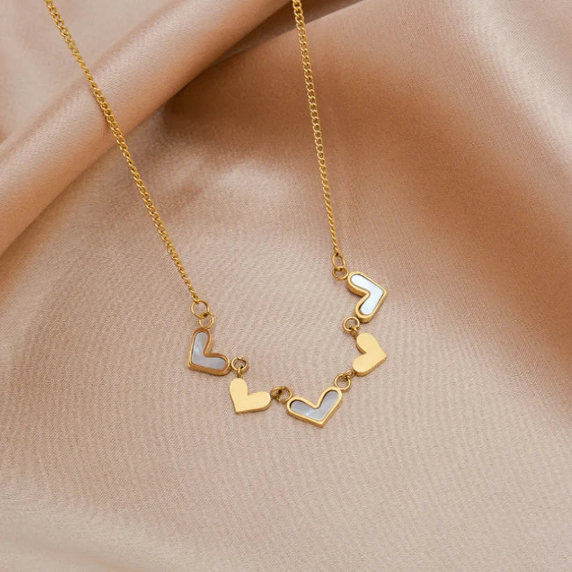 316L Stainless Steel New Fashion Upscale Jewelry Natural Shells Love Heart Charms Chain Choker Necklaces & Pendants For Women