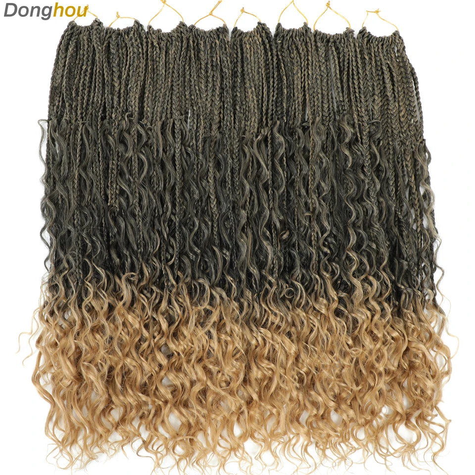 Long Boho Box Braids Crochet Hair 24 18 Inch Blonde Bug 33 4 30 27 Colors Synthetic Ombre Goddess Braids Crochet Hair For Women