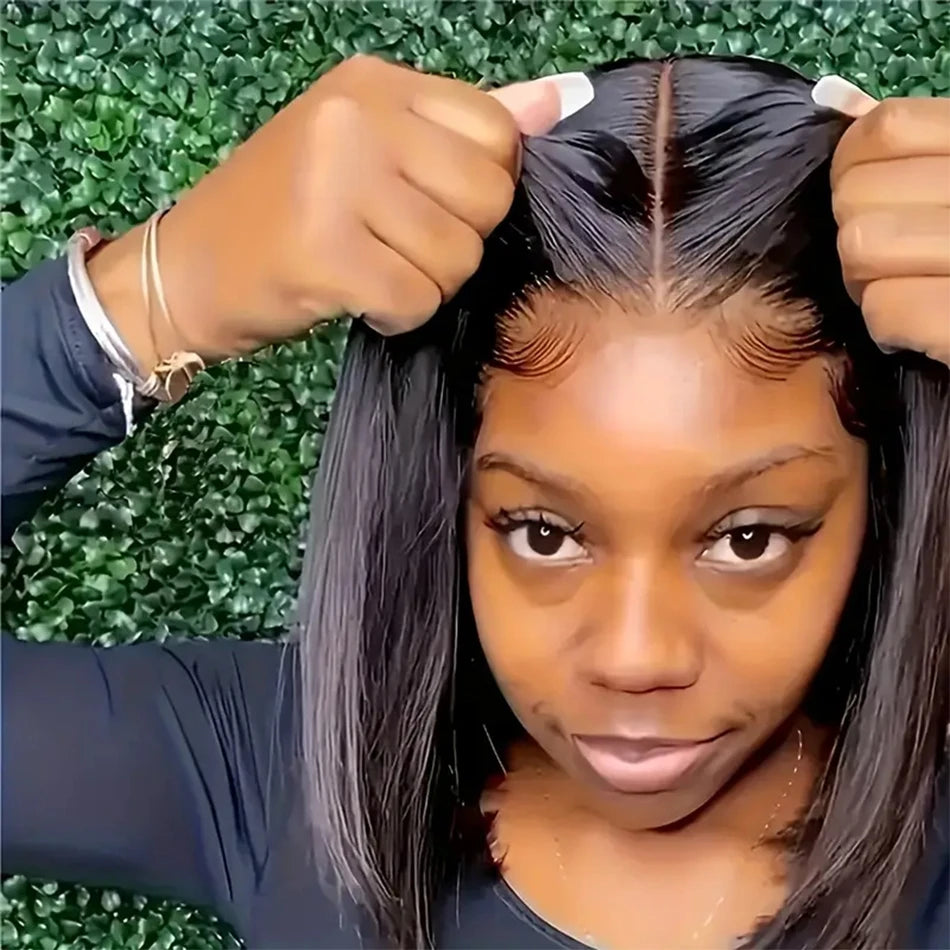 Glueless Wigs Straight Short Bob Human Hair Wigs 13x4 HD Lace Frontal Wig Brazilian Straight 4x4 Lace Wig For Women Pre Plucked