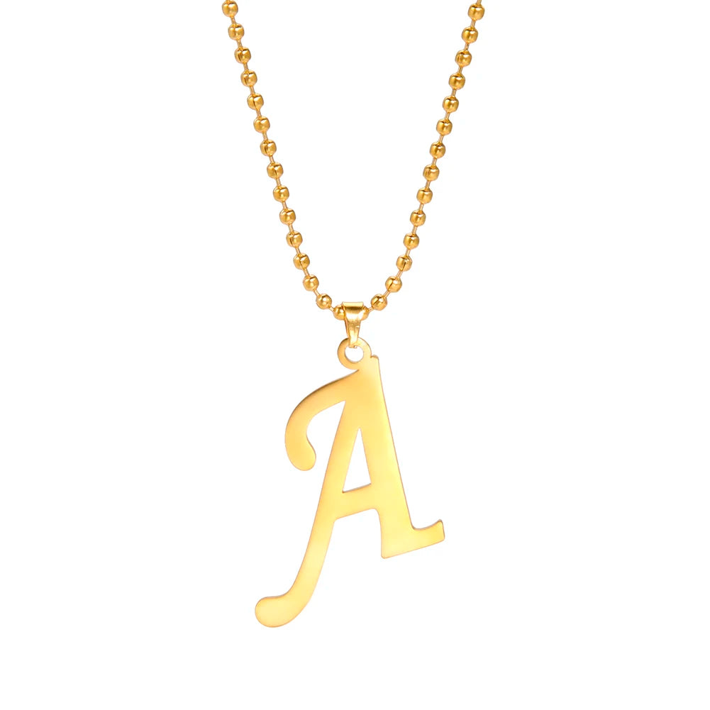 Amaxer Stainless Steel Necklace A To Z 26 Letters Initial Minimalist Necklaces For Women Big Alphabet Pendant Gifts Jewelry