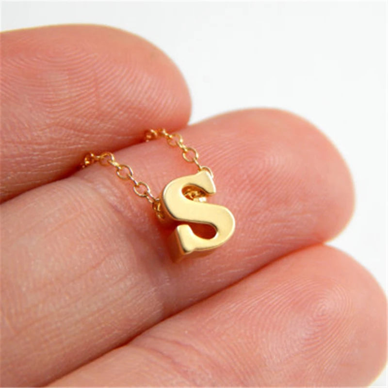 Fashion Tiny Trending Short Necklace Gold Steel Color Letter Name Choker Necklace For Women Pendant Jewelry Gifts