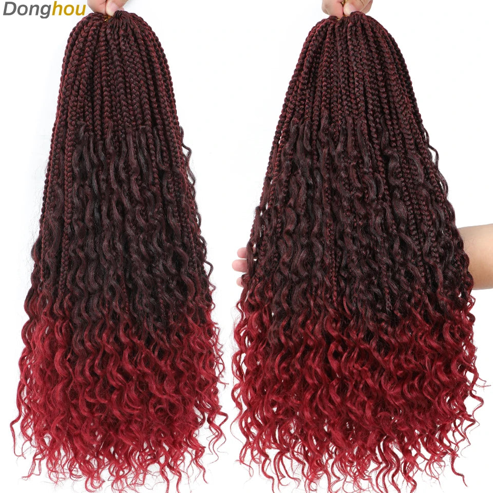 Long Boho Box Braids Crochet Hair 24 18 Inch Blonde Bug 33 4 30 27 Colors Synthetic Ombre Goddess Braids Crochet Hair For Women