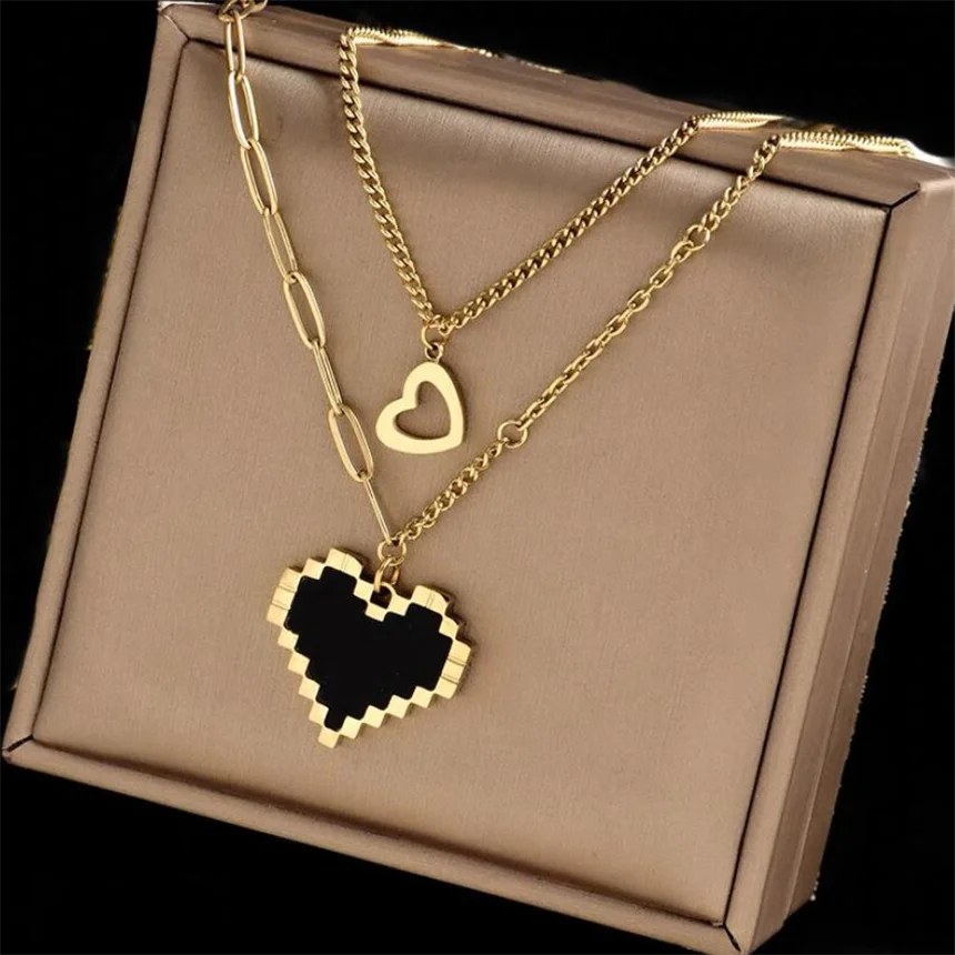 316L Stainless Steel 15 Multiple Different Styles Geometry Pendant Charm Chain Necklaces For Women Fashion Fine Jewelry Gifts