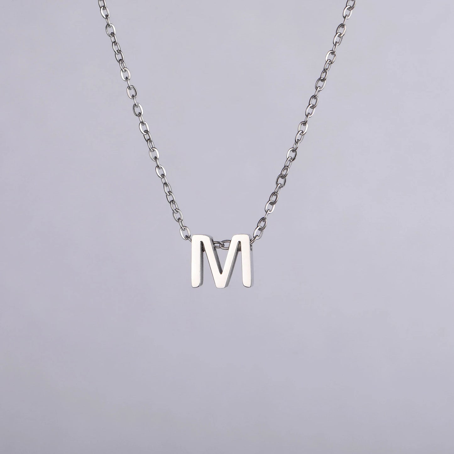 Colares com nome inicial da família Unift, pingente de letra do alfabeto M, corrente de pescoço feminina em aço inoxidável, gargantilha, joia minimalista da moda
