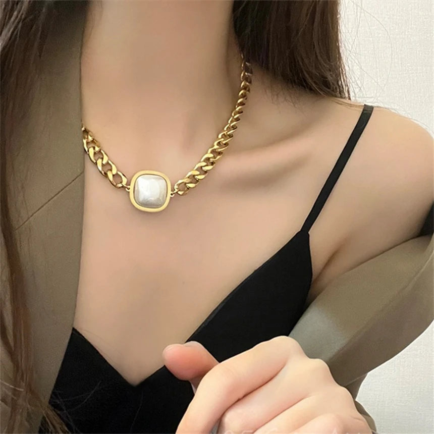 316L Stainless Steel 15 Multiple Different Styles Geometry Pendant Charm Chain Necklaces For Women Fashion Fine Jewelry Gifts