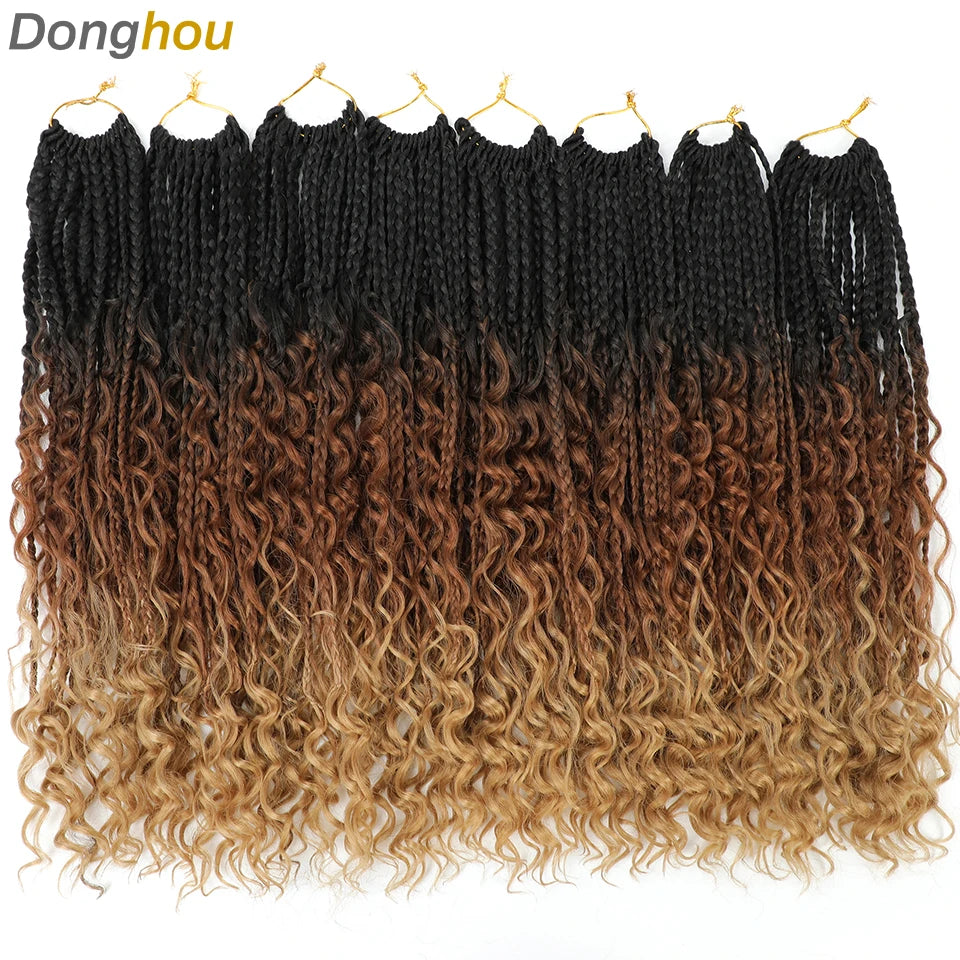 Long Boho Box Braids Crochet Hair 24 18 Inch Blonde Bug 33 4 30 27 Colors Synthetic Ombre Goddess Braids Crochet Hair For Women