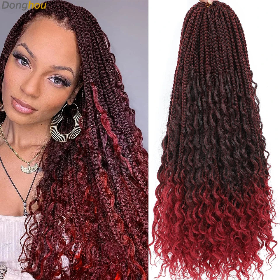 Long Boho Box Braids Crochet Hair 24 18 Inch Blonde Bug 33 4 30 27 Colors Synthetic Ombre Goddess Braids Crochet Hair For Women