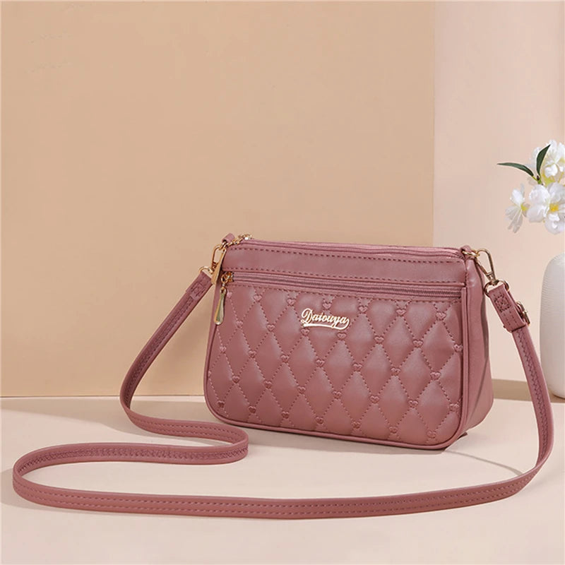 Women Embroidery Thread Small Purse and Handbag Fashion Large Capacity PU Leather Crossbody Bags Zipper New Fashion Shoulder Bag