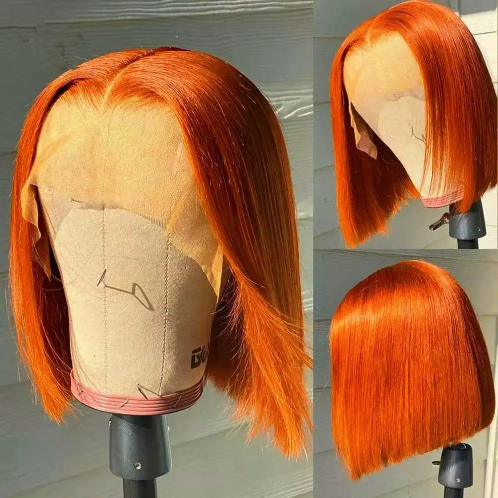 Short Highlight 4/30 350 Ginger Bob Wig Colored Lace Front Human Hair Wigs For Women 13x4 Bone Straight Lace Frontal Wig