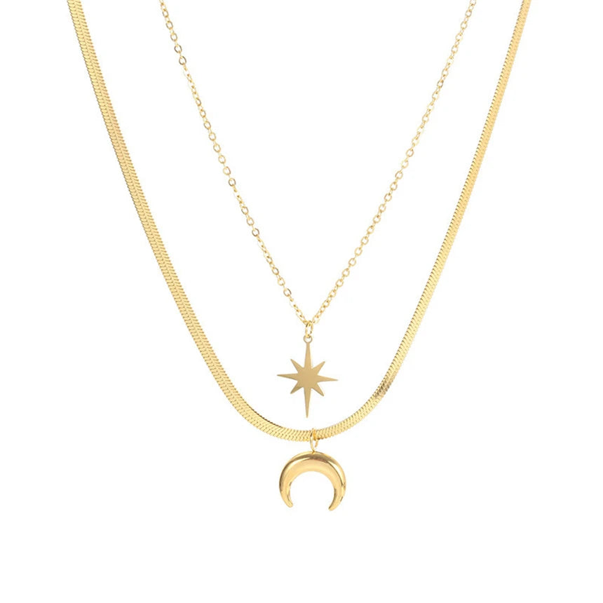 316L Stainless Steel 15 Multiple Different Styles Geometry Pendant Charm Chain Necklaces For Women Fashion Fine Jewelry Gifts
