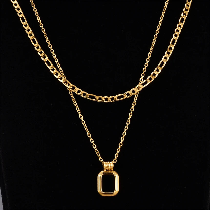 316L Stainless Steel 15 Multiple Different Styles Geometry Pendant Charm Chain Necklaces For Women Fashion Fine Jewelry Gifts