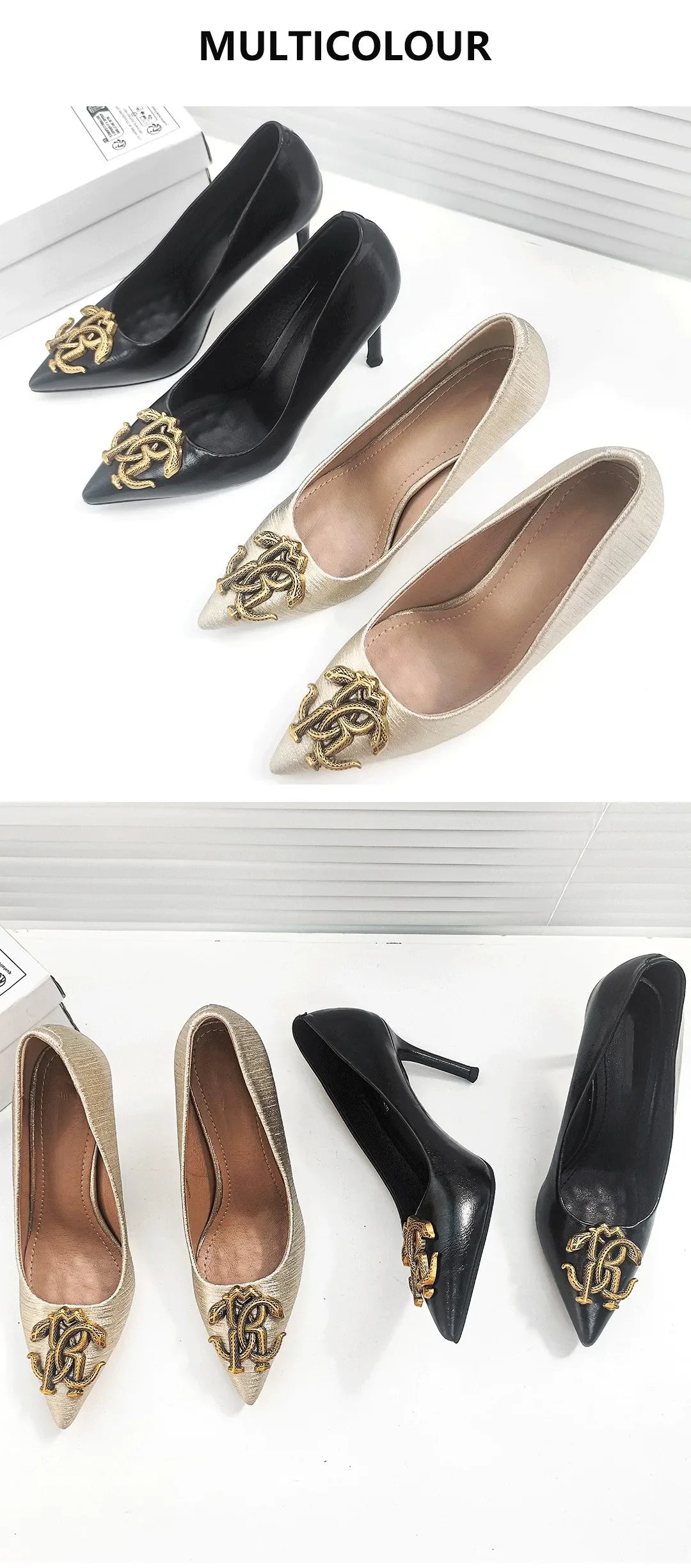 Premium Sense Women's High Heels Light Luxury Brand Professional Women's High Heels Fashion High Heel Shoes Metal Buckle Shoes