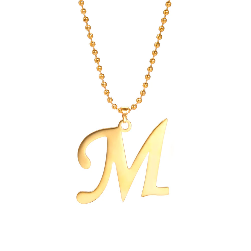 Amaxer Stainless Steel Necklace A To Z 26 Letters Initial Minimalist Necklaces For Women Big Alphabet Pendant Gifts Jewelry