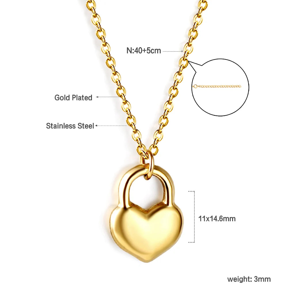 LUXUSTEEL New Stainless Steel Heart Pendant Necklace for Women Girls Temperament CZ Crystal Charm Choker Fashion Jewelry Gifts