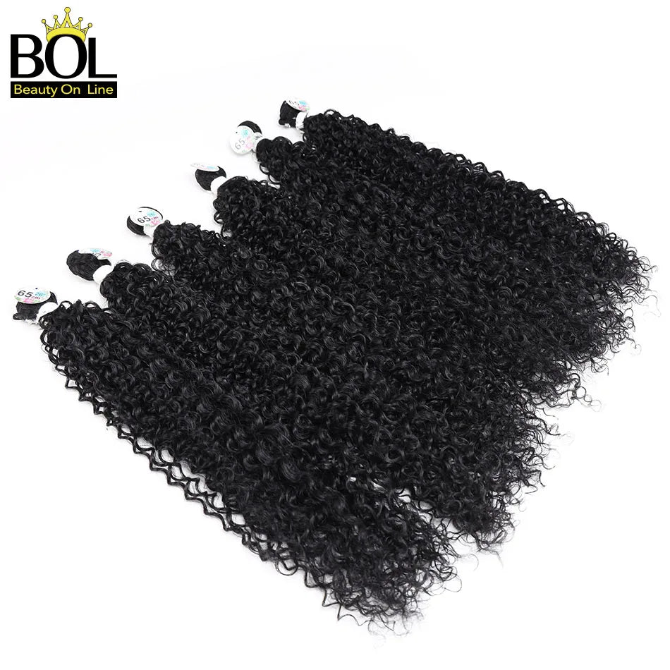 BOL Synthetic Kinky Curly Hair Extensions Long Jerry Curly Bundles Ombre Blonde Fake Crochet Hair For Women Heat Resistant Wave
