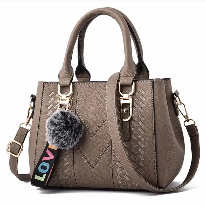 1PCS handbag Embroidery Messenger Bags Women Leather Handbags Bags for Women Sac a Main Ladies hair ball Hand Bag