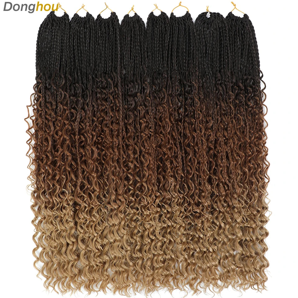 Long Boho Box Braids Crochet Hair 24 18 Inch Blonde Bug 33 4 30 27 Colors Synthetic Ombre Goddess Braids Crochet Hair For Women