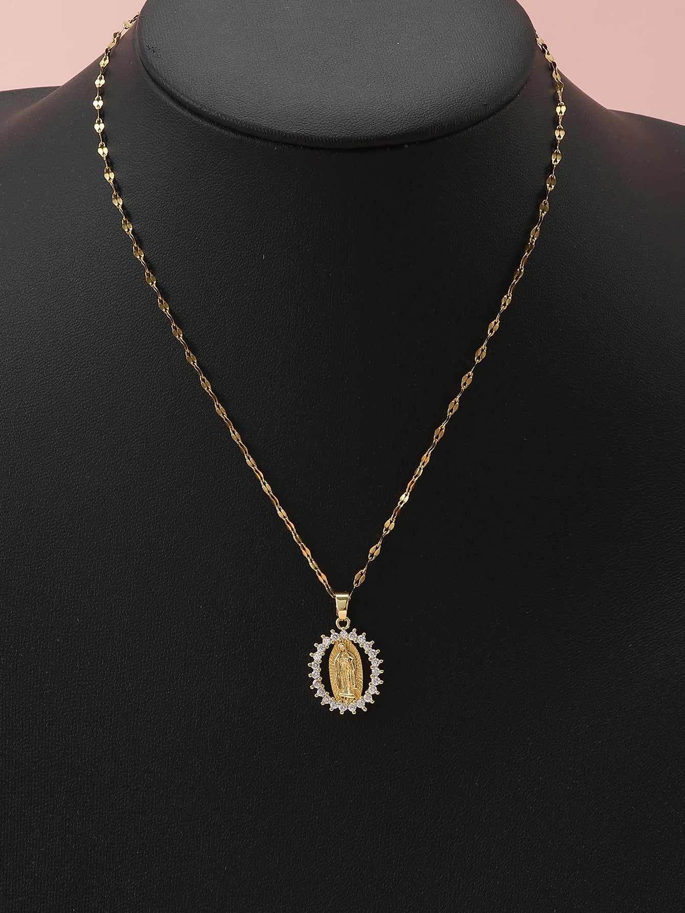 European and American Fashion and Gorgeous Women's All Sky Star Micro Inlaid Colorful Zircon Virgin Mary Hollow Necklace