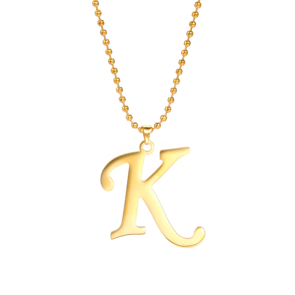 Amaxer Stainless Steel Necklace A To Z 26 Letters Initial Minimalist Necklaces For Women Big Alphabet Pendant Gifts Jewelry