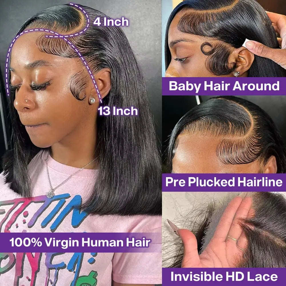 Short Highlight 4/30 350 Ginger Bob Wig Colored Lace Front Human Hair Wigs For Women 13x4 Bone Straight Lace Frontal Wig