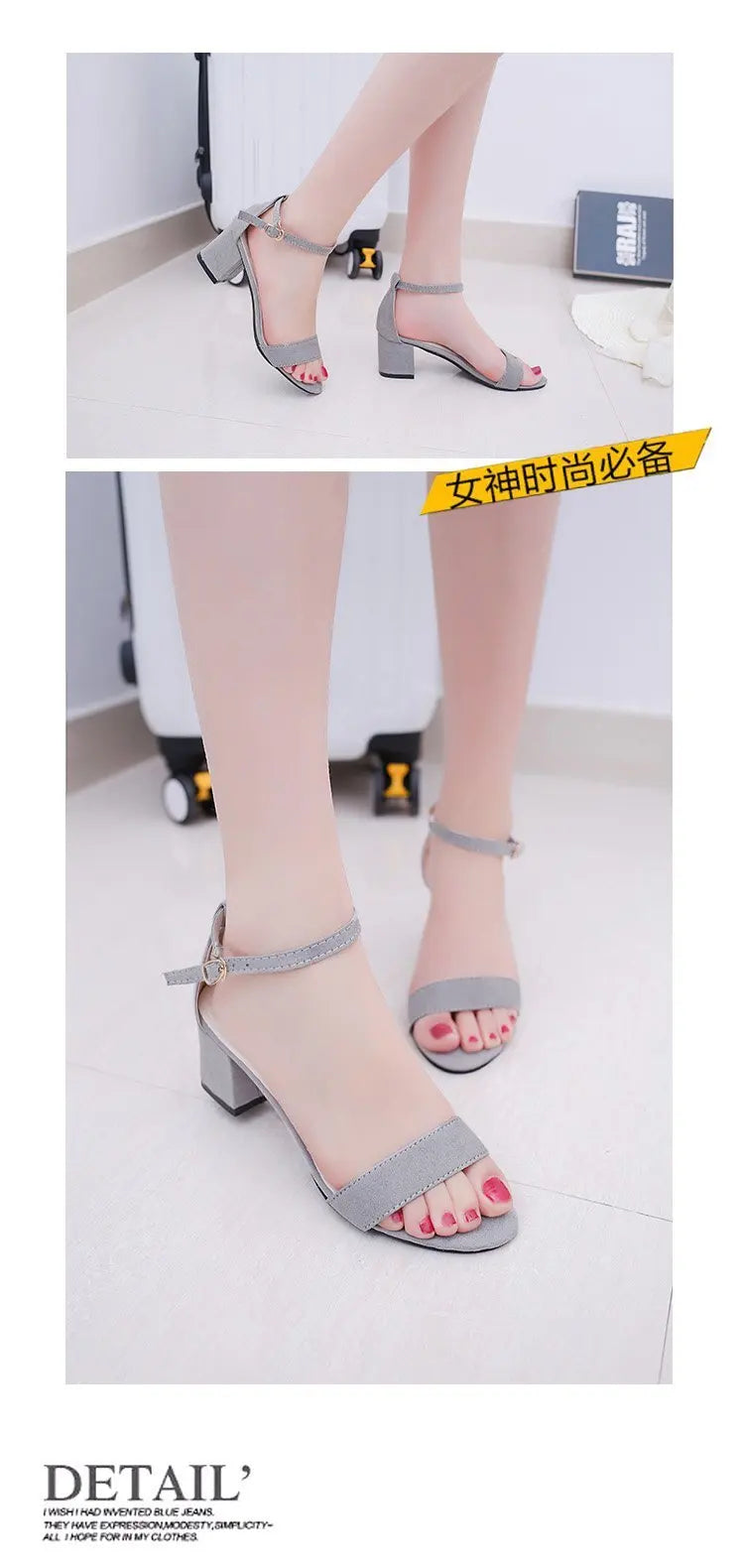 Heeled Women Sandals Elegant Woman Shoes with Low Heels Luxury Designer Sexy Best Selling Pink Black Gray Ladies Shoes