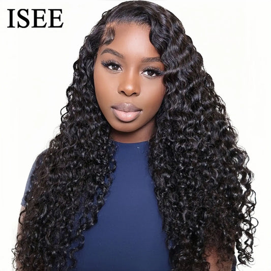 Peruca de cabelo humano encaracolado com fechamento de renda frontal HD 13x6 para mulheres, peruca de cabelo brasileiro ondulado com ondas d'água, 13x4