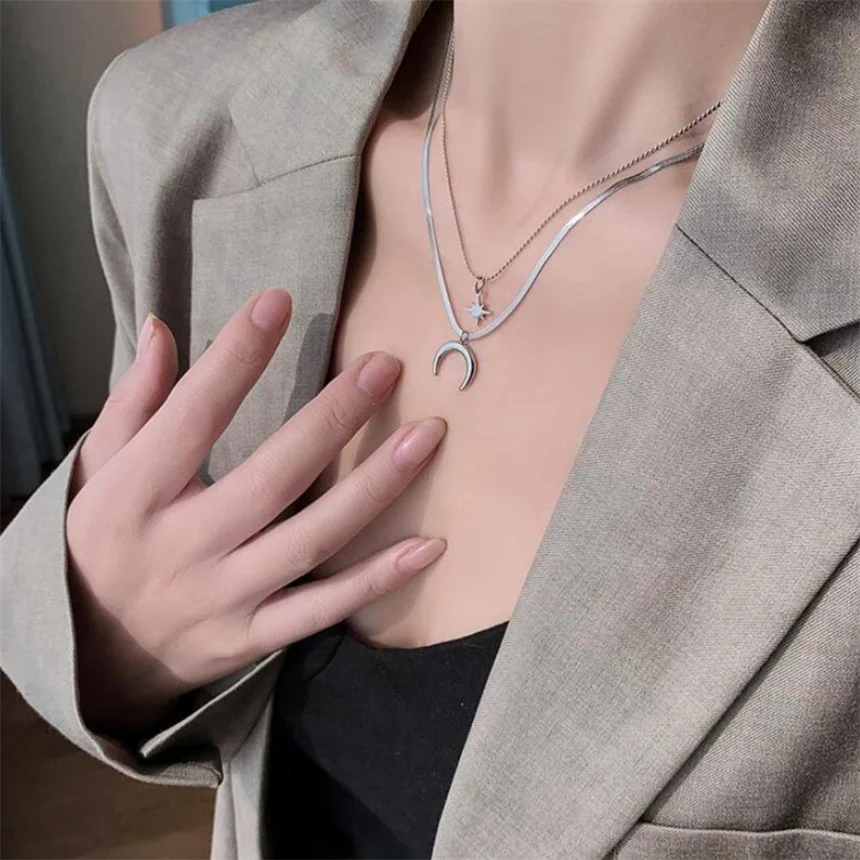 316L Stainless Steel 15 Multiple Different Styles Geometry Pendant Charm Chain Necklaces For Women Fashion Fine Jewelry Gifts