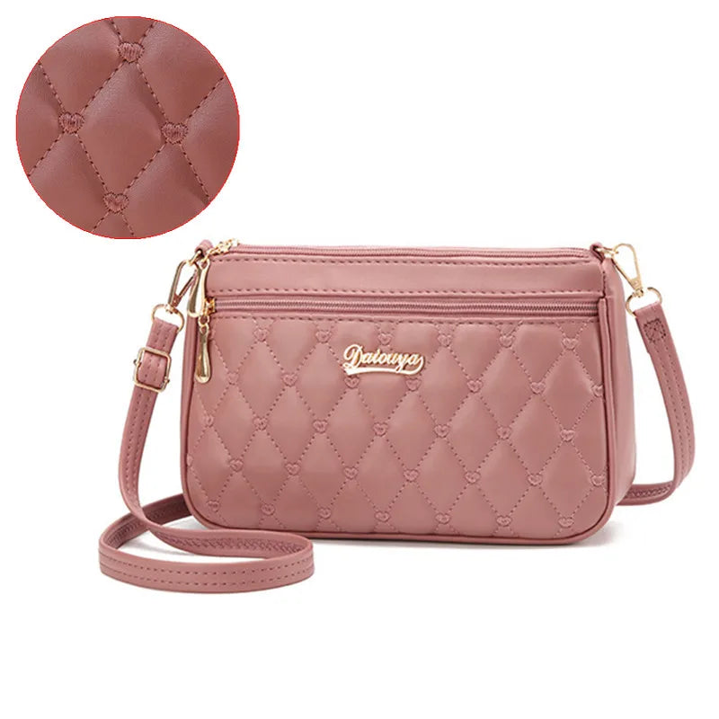 Women Embroidery Thread Small Purse and Handbag Fashion Large Capacity PU Leather Crossbody Bags Zipper New Fashion Shoulder Bag