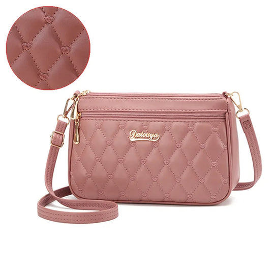 Women Embroidery Thread Small Purse and Handbag Fashion Large Capacity PU Leather Crossbody Bags Zipper New Fashion Shoulder Bag