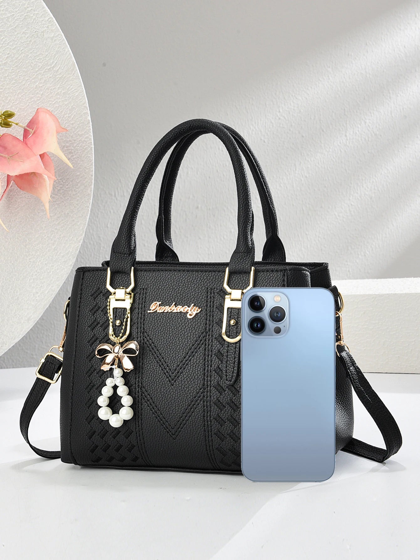 1 fashionable embroidered thread handbag, simple and versatile large capacity bag, suitable for various occasions