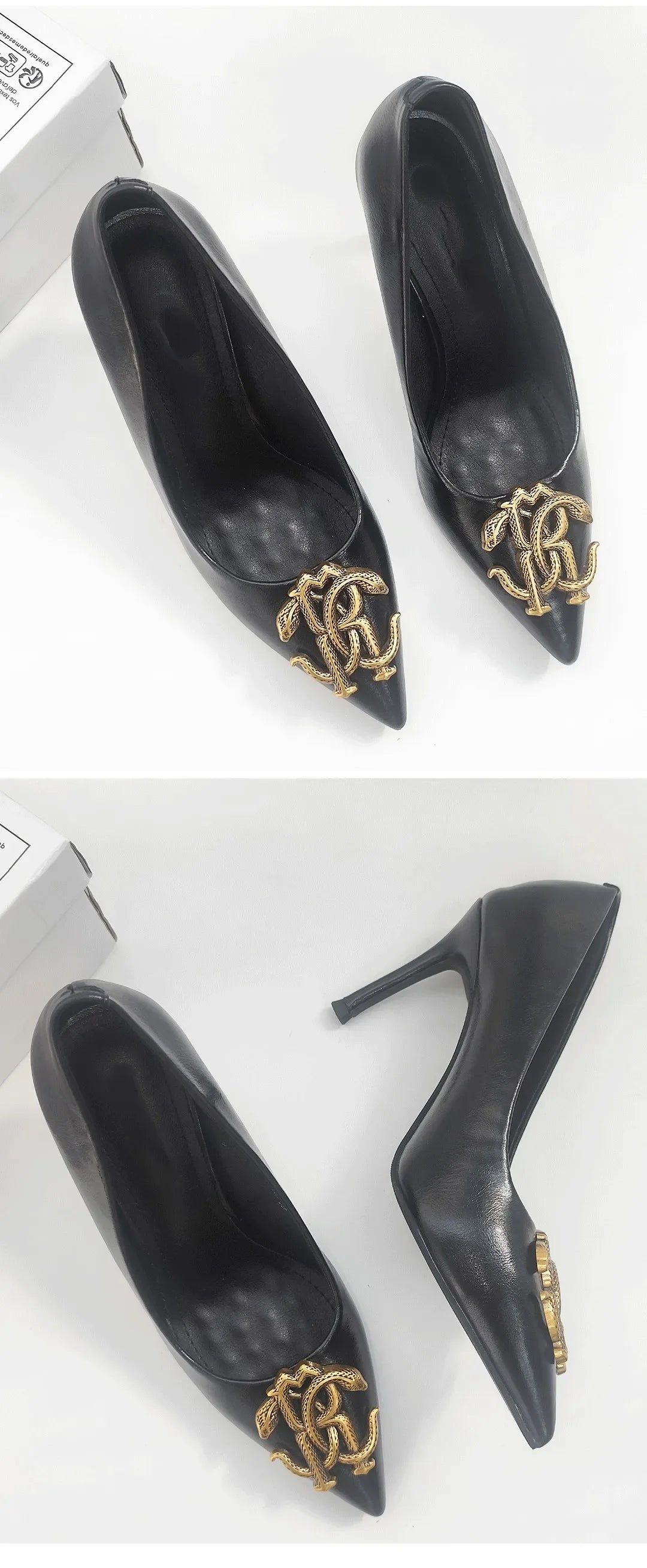 Premium Sense Women's High Heels Light Luxury Brand Professional Women's High Heels Fashion High Heel Shoes Metal Buckle Shoes