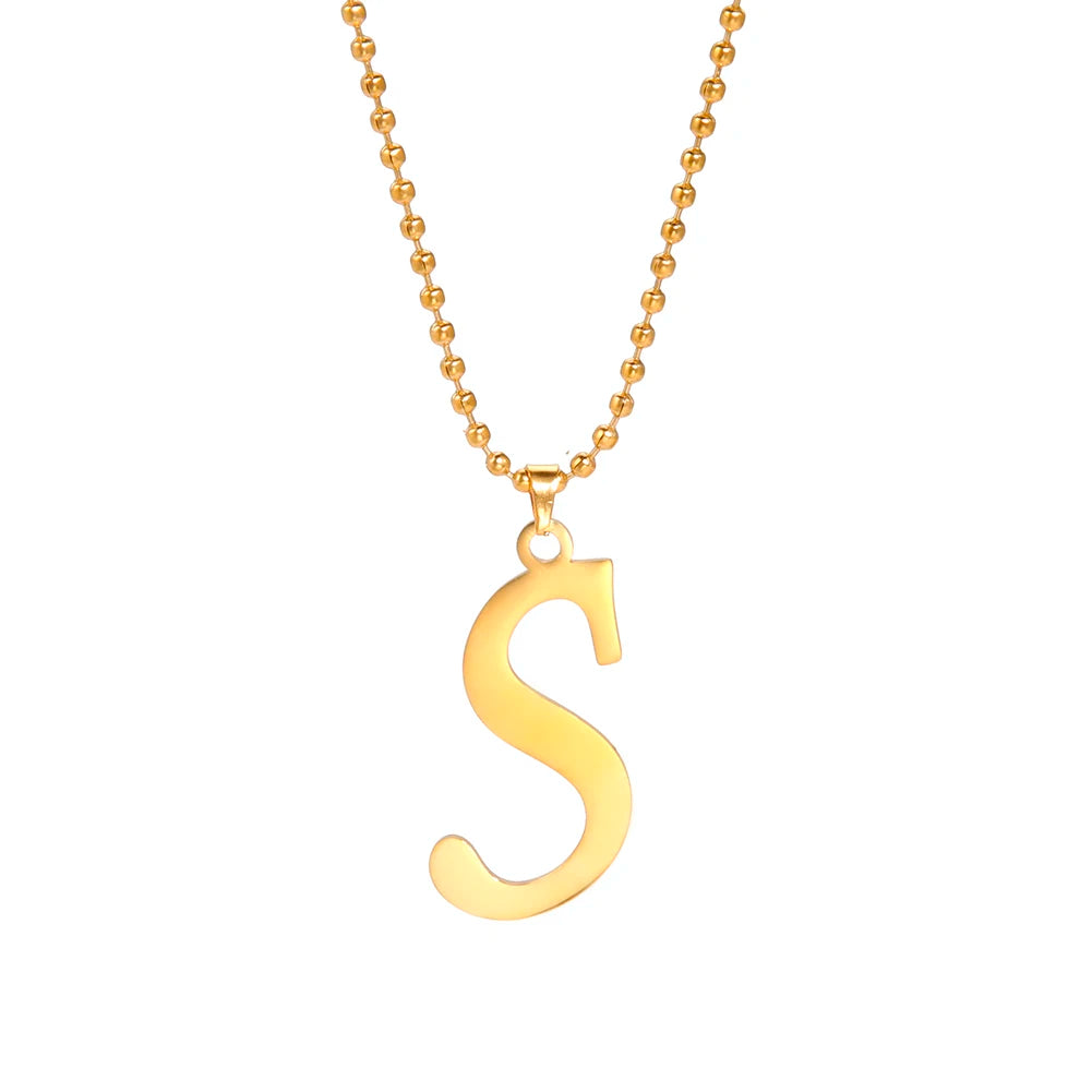 Amaxer Stainless Steel Necklace A To Z 26 Letters Initial Minimalist Necklaces For Women Big Alphabet Pendant Gifts Jewelry