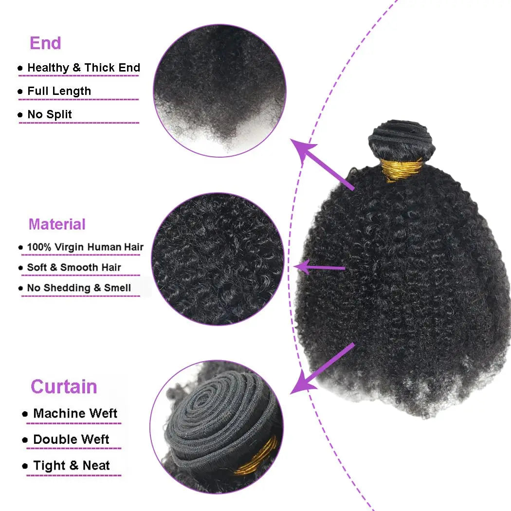 10A Afro Kinky Curly Bundles burmese 70S Afro Kinky Human Hair Bundles Deal 8-18 Hair Extensions Jerry Curly Human Hair Weave